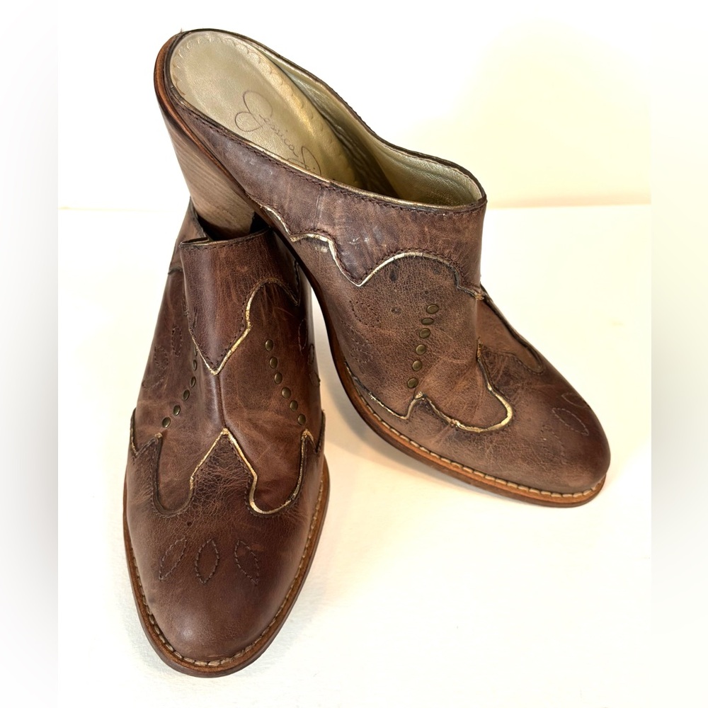 Jessica Simpson western mule heels 8.5